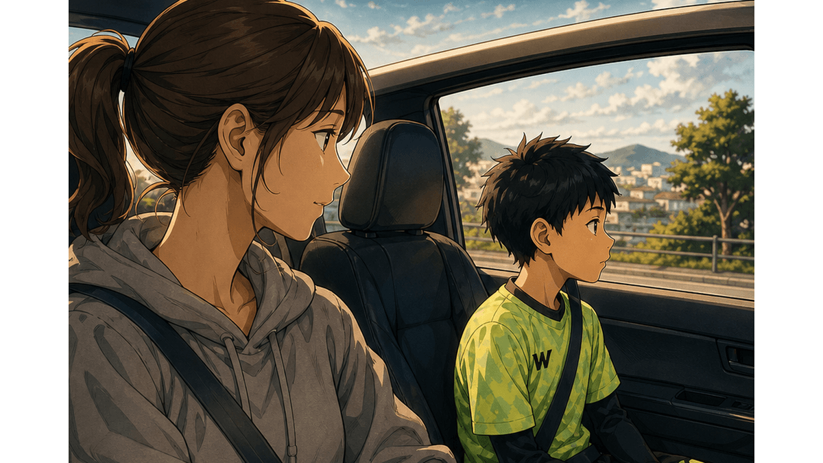車の中で子どもの話に耳を傾ける母親（親の関わり方）