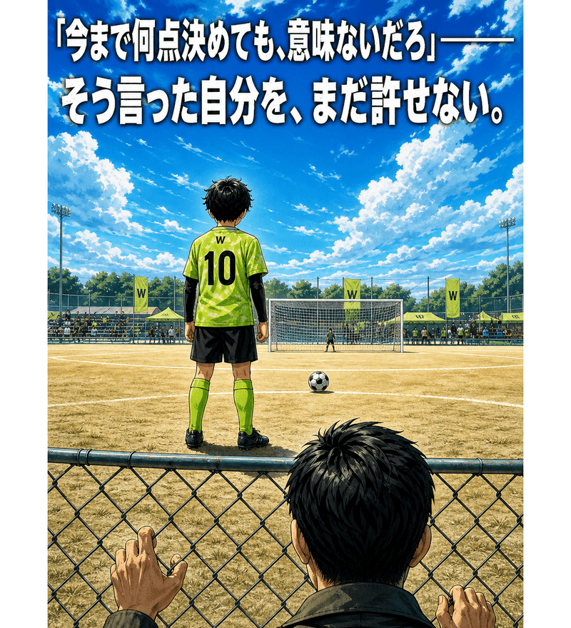 サッカー少年の家族を描いた漫画シリーズの扉絵
