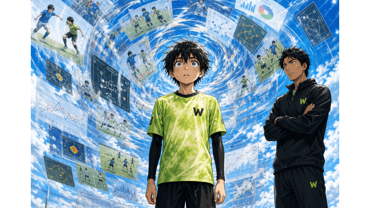 考えながらプレーの判断を学ぶ少年とコーチ