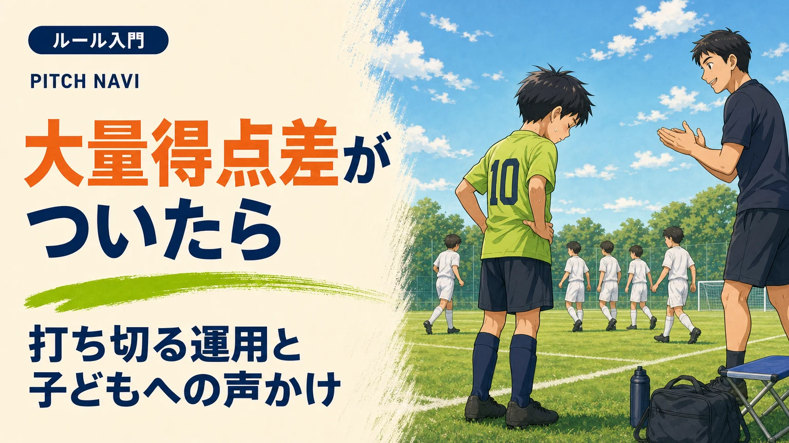 大差がついた試合終盤、うつむく少年に拍手で声をかけるコーチのアイキャッチ