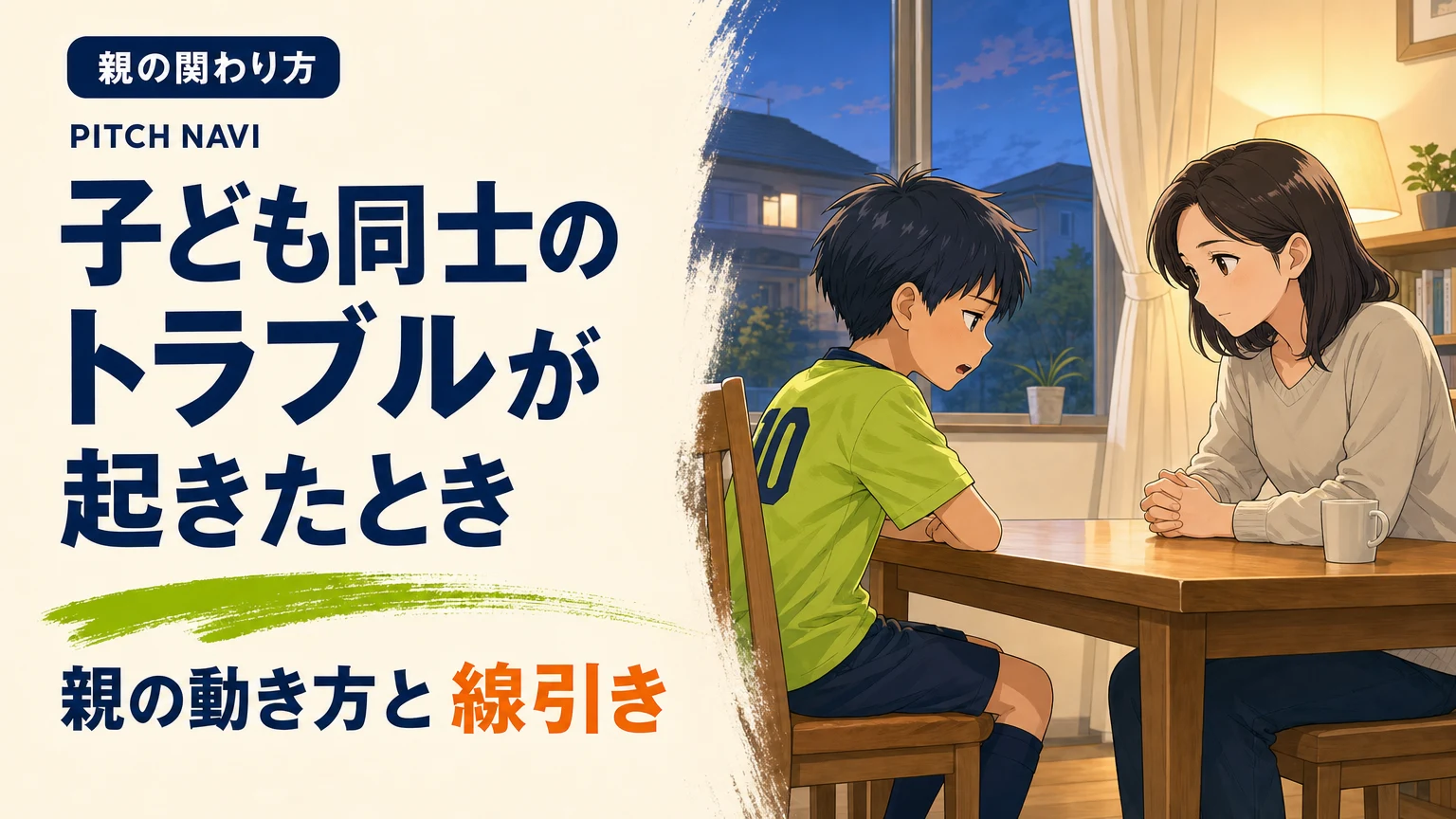 夜の食卓で、うつむきながら話す少年の話を、怒らず最後まで聞く母親のアイキャッチ